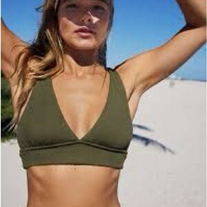 aerie Olive Green V-Neck Bikini Top